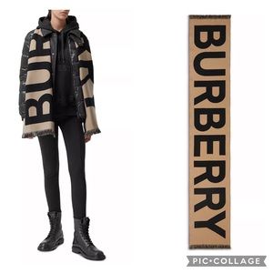 Burberry Logo Organic Wool Jacquard Scarf (new with tags and box!)